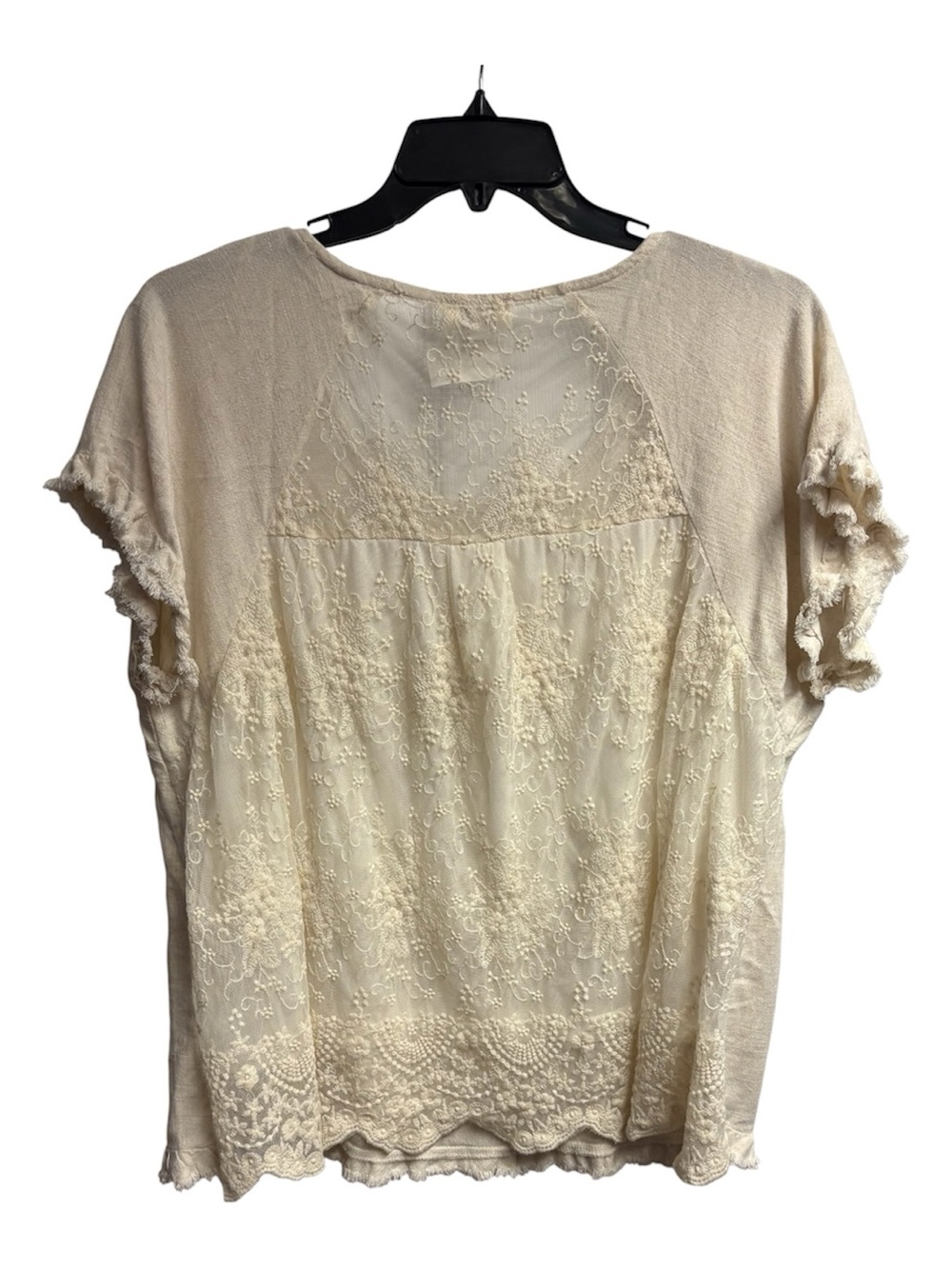 NWT Umgee Linen/Cotton Blend Blouse W/ Lace Back Size Large - Picture 4 of 4